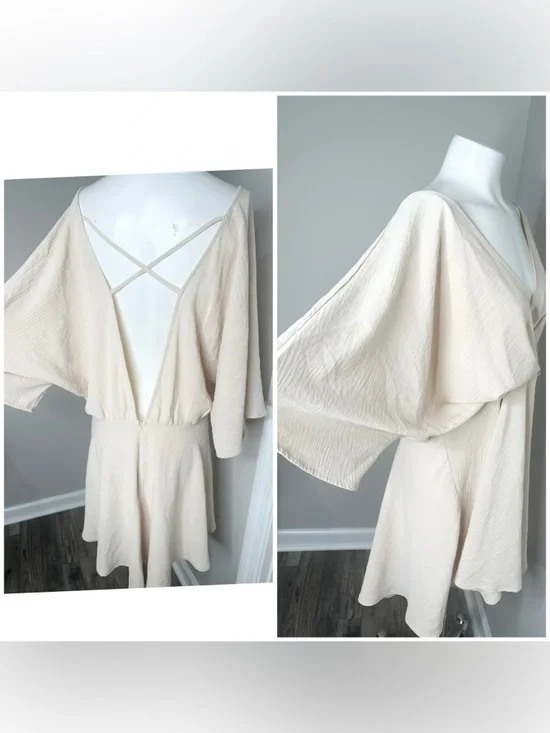 Fashion Nova Cream Mini Dress with criss cross open back - 1X - Picture 5 of 7